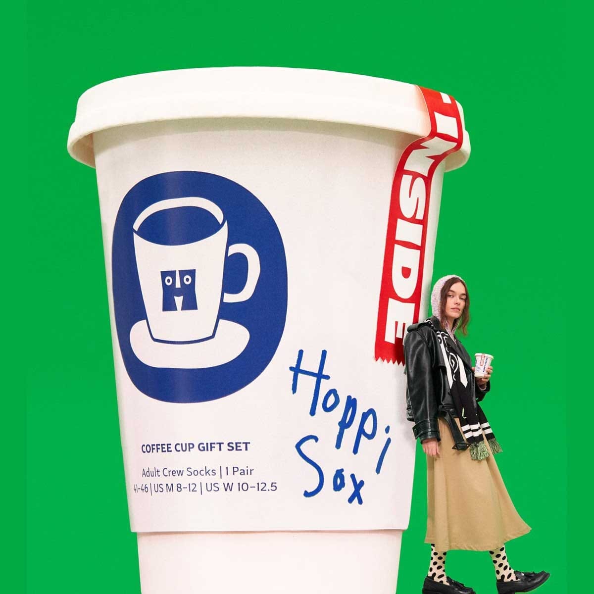 1-Pack Coffee Cup Crew Length Socks Gift Set for Women and Men