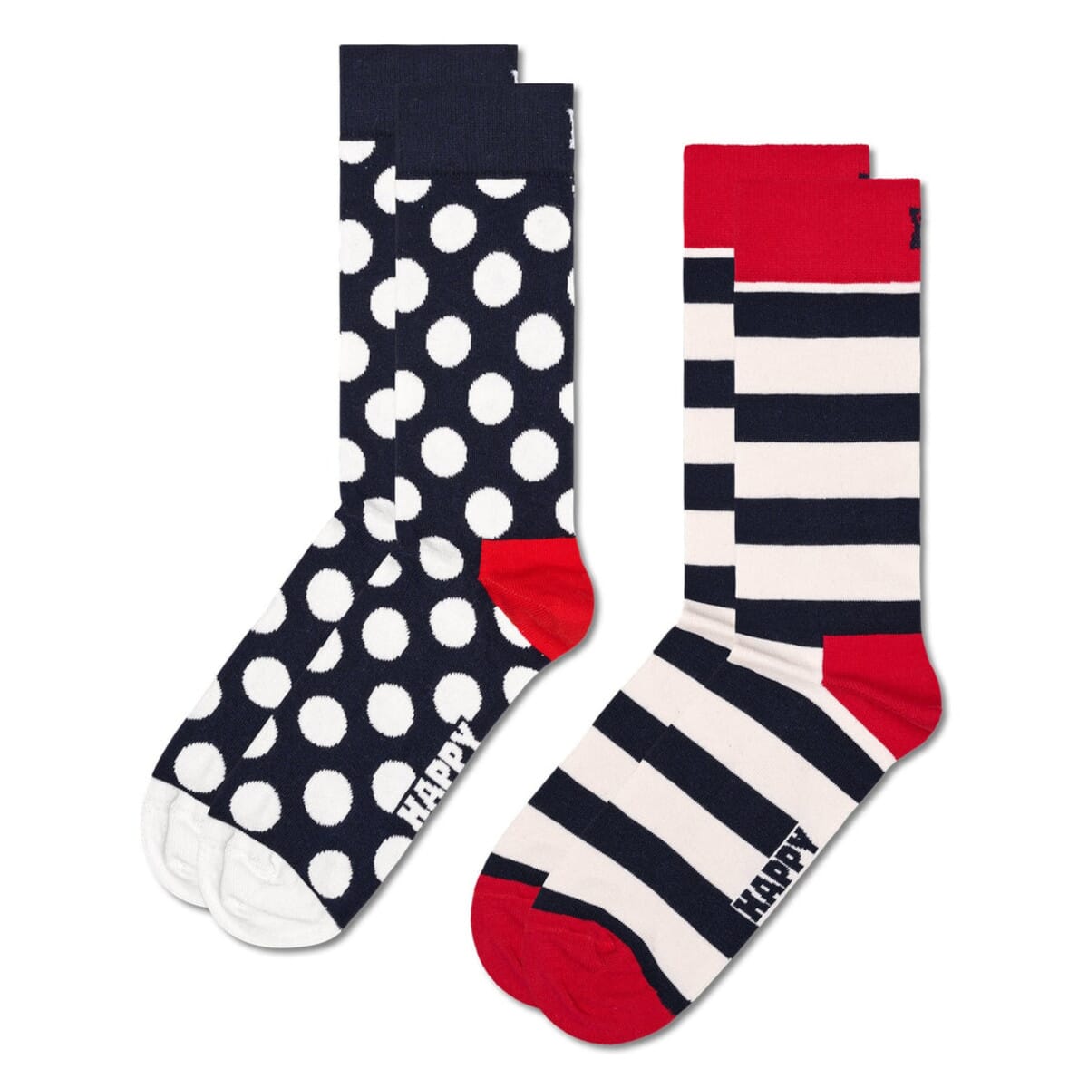 2-pack Classic Big Dot Stripe Design Crew Length Socks For Women And Men