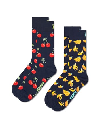 2-pack Classic Cherry And Banana Crew Length Socks For Women And Men