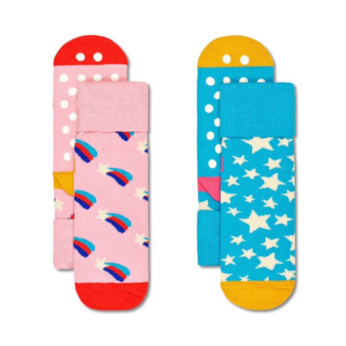 2-pack Shooting Star Crew Length Grip Socks For Kids