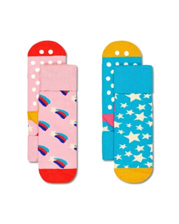 2-pack Shooting Star Crew Length Grip Socks For Kids