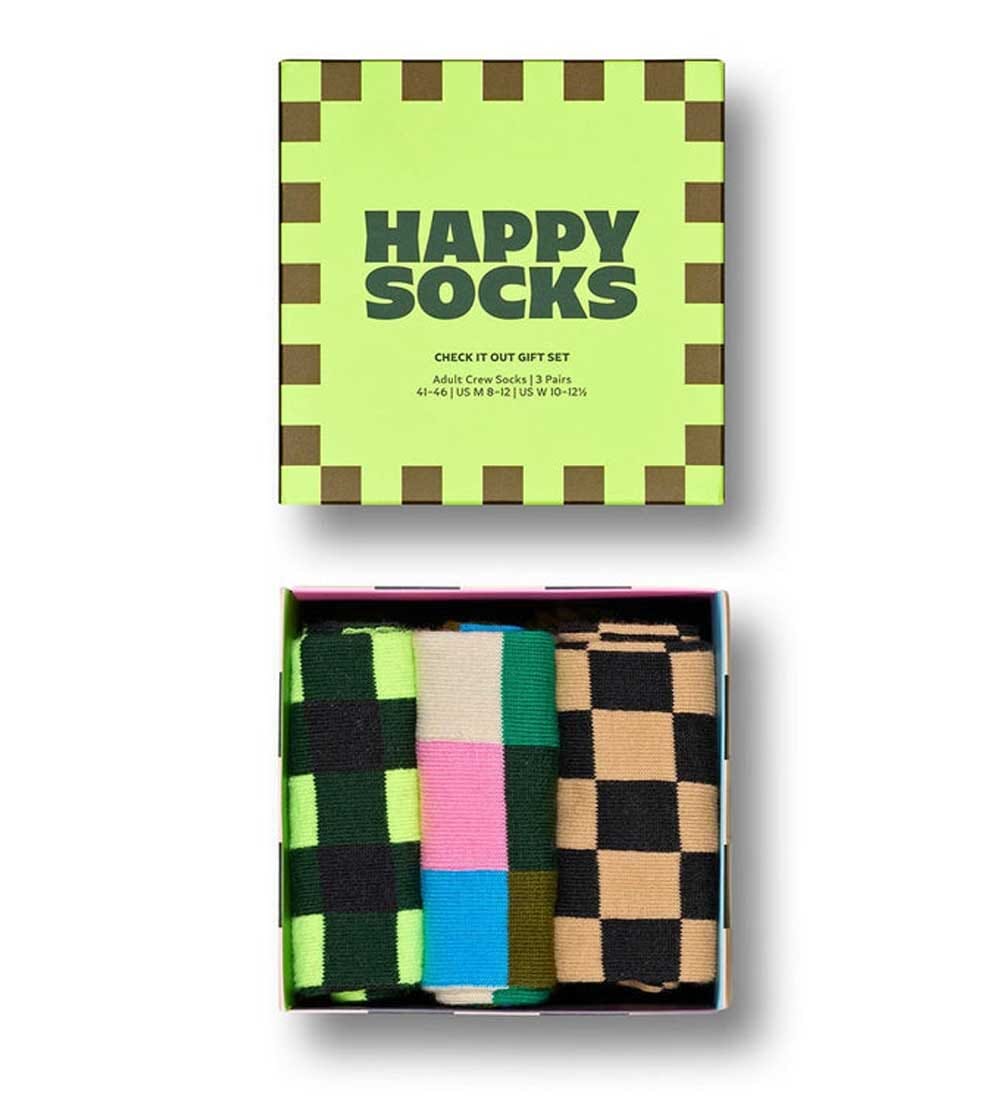 3-pack Check It Out Crew Length Socks Gift Set For Women And Men