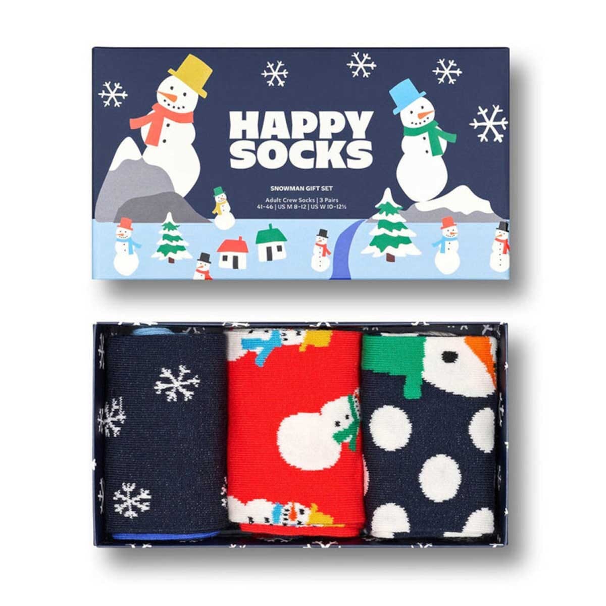 3-pack Snowman Crew Length Socks Gift Set For Women And Men