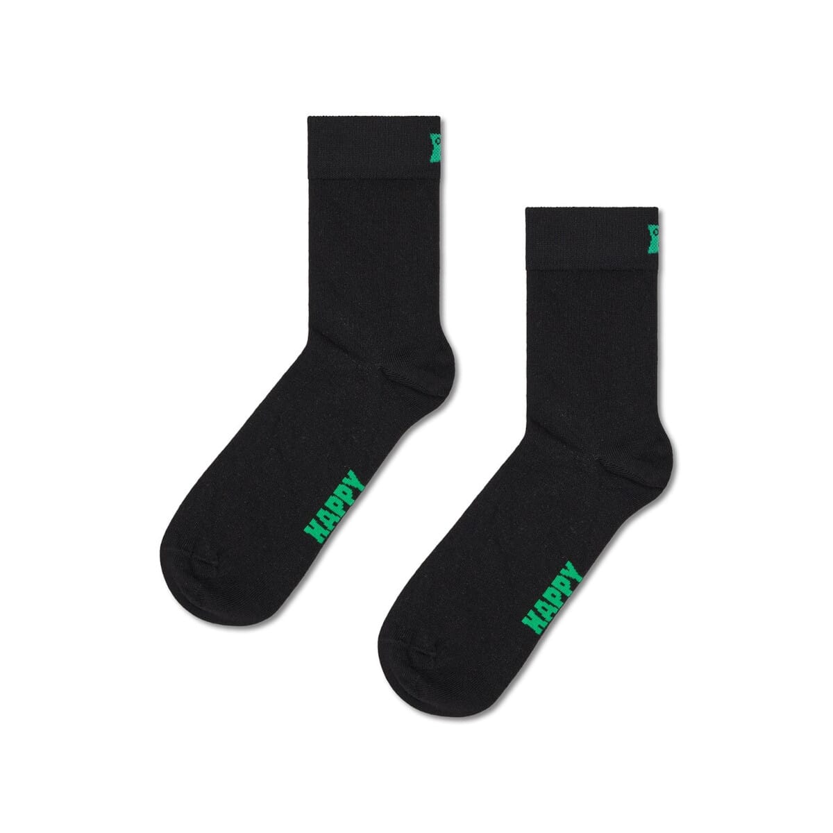 Black Solid Color Crew Length Socks for Women and Men