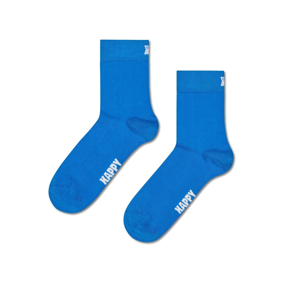 Blue Solid Color Crew Length Socks for Women and Men
