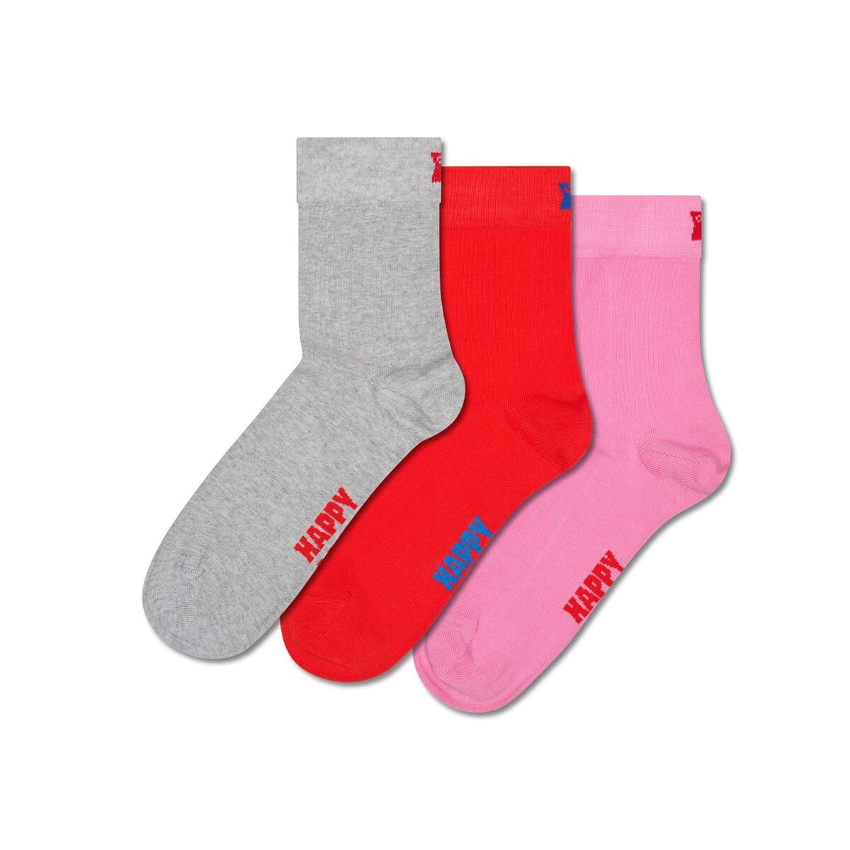 Multicolor 3-Pack Solid Crew Length Socks for Women and Men