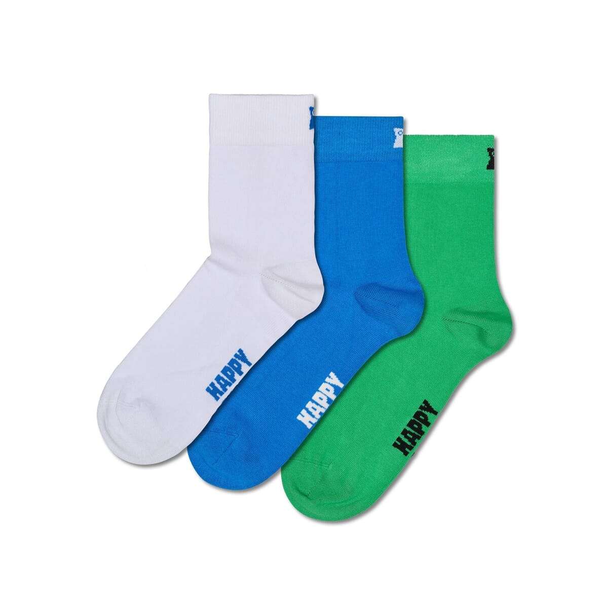 Multicolored 3-Pack Solid Crew Length Socks for Women and Men