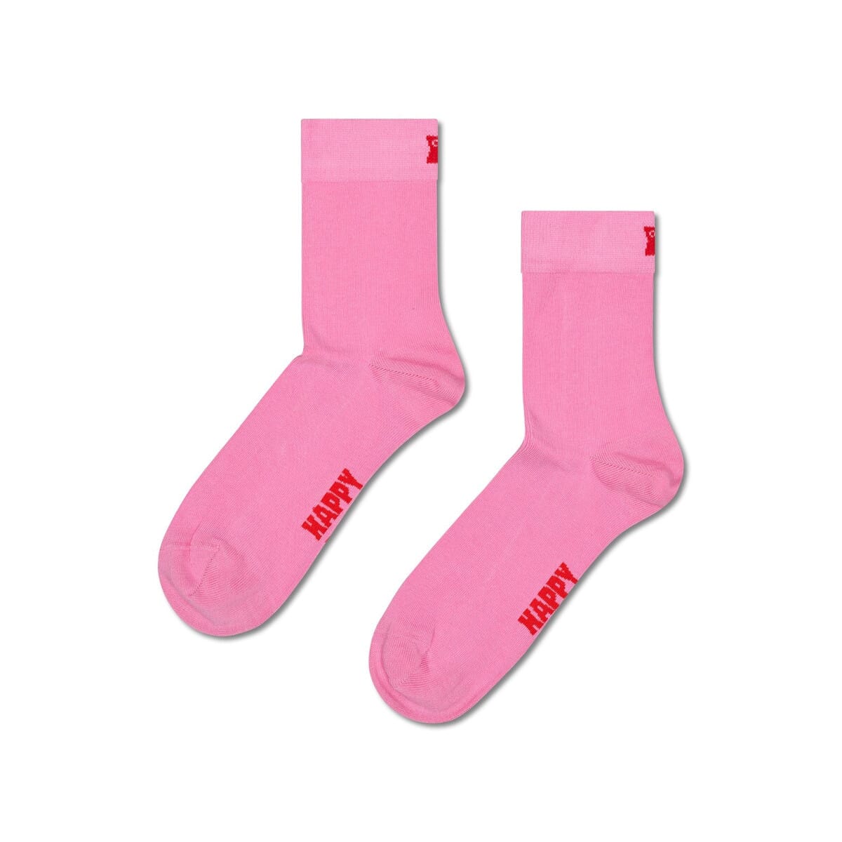 Pink Solid Color Crew Length Socks for Women and Men