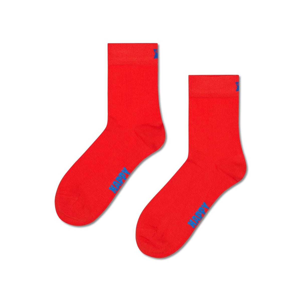 Red Solid Color Crew Length Socks for Women and Men
