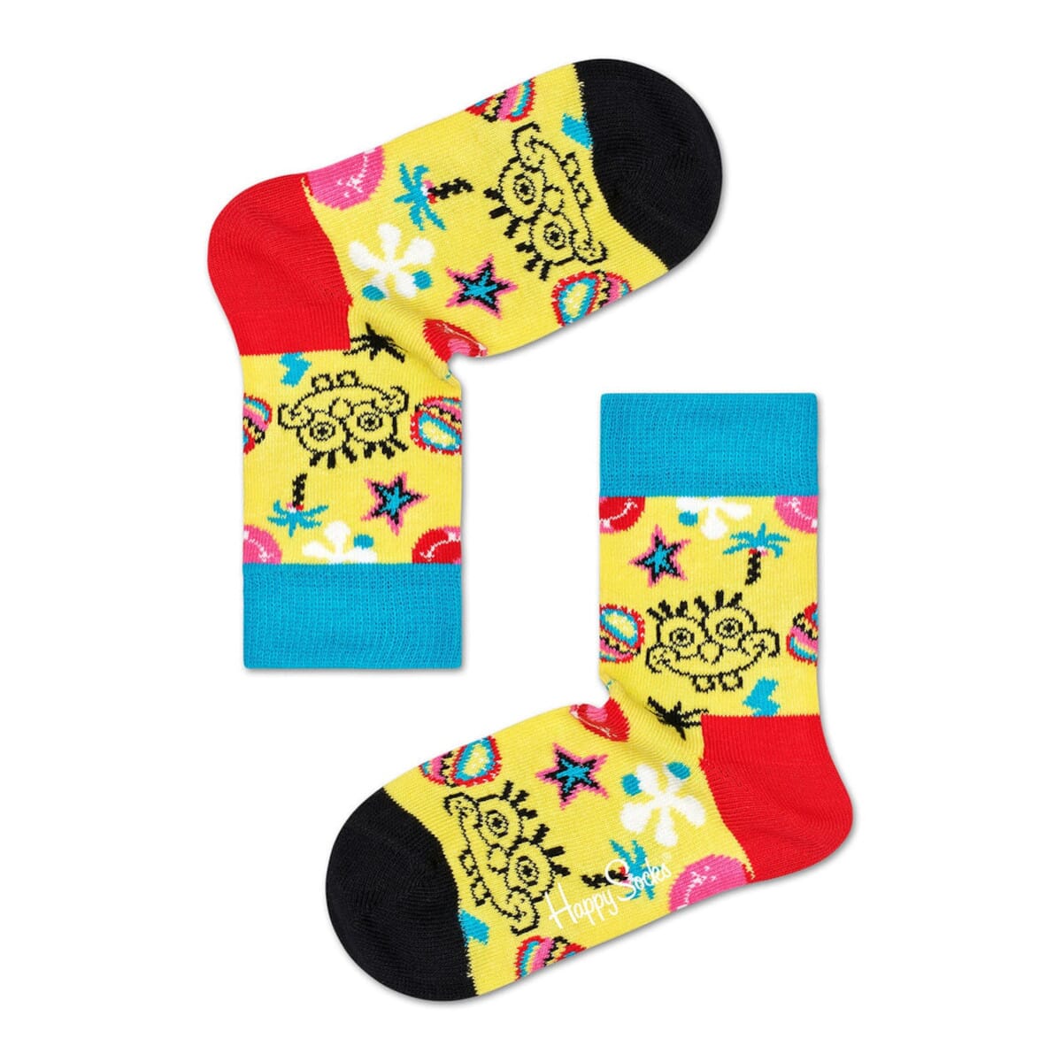 Spongebob Smile Storm Crew Length Socks For Kids