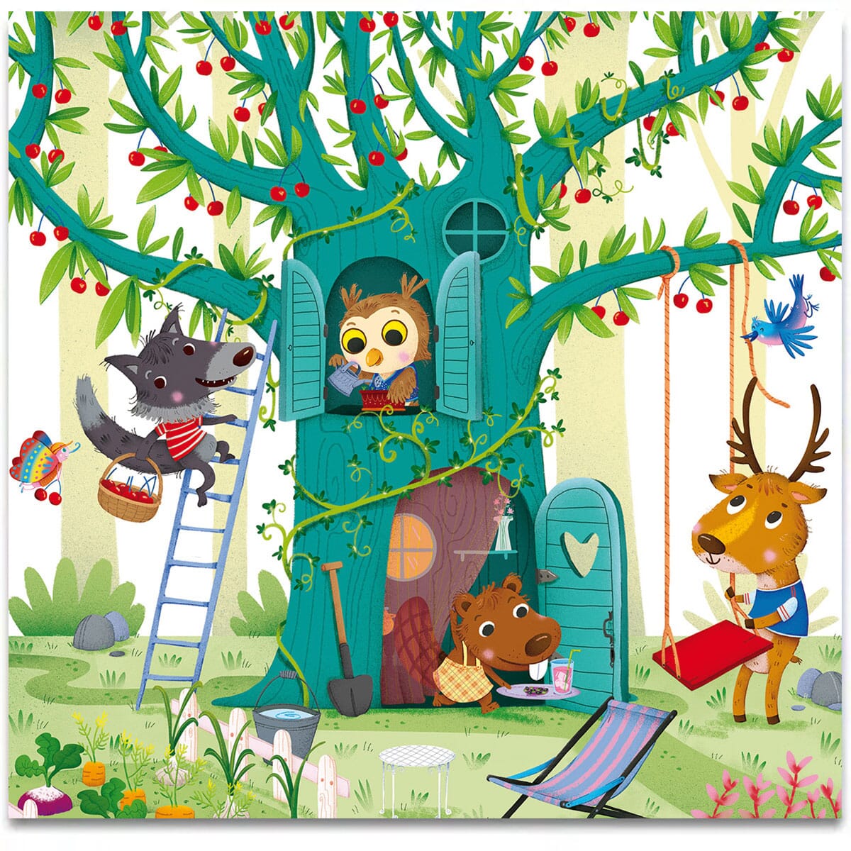 tree-wolf-bird-garden-beaver-deer