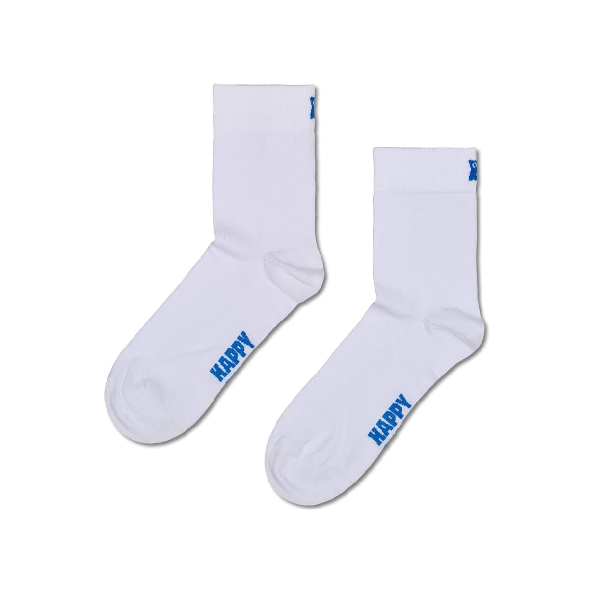 White Solid Color Crew Length Socks for Women and Men