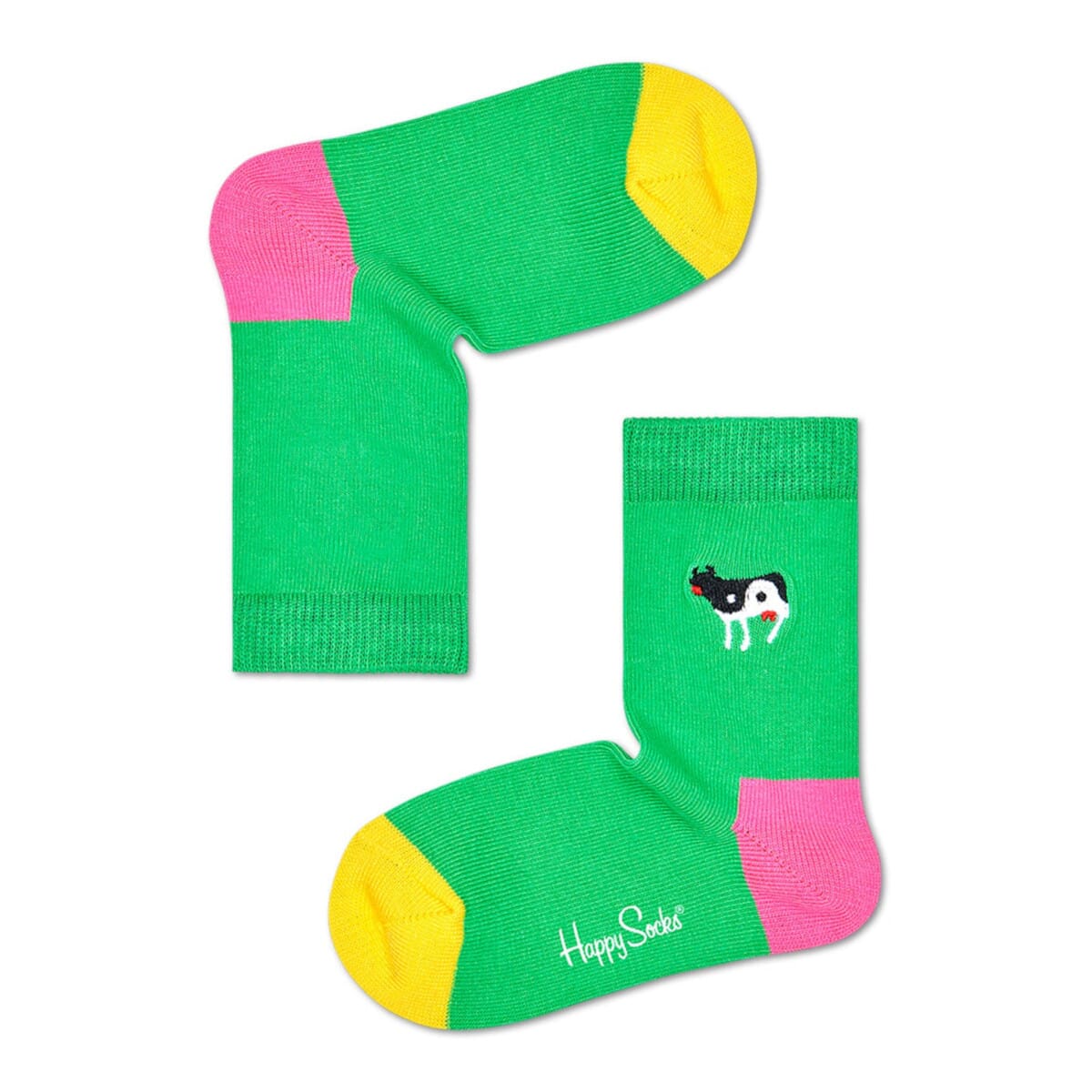 Yin Yang Cow Embroidery Crew Length Socks For Kids