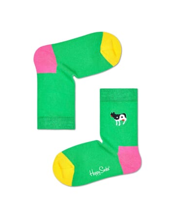 Yin Yang Cow Embroidery Crew Length Socks For Kids